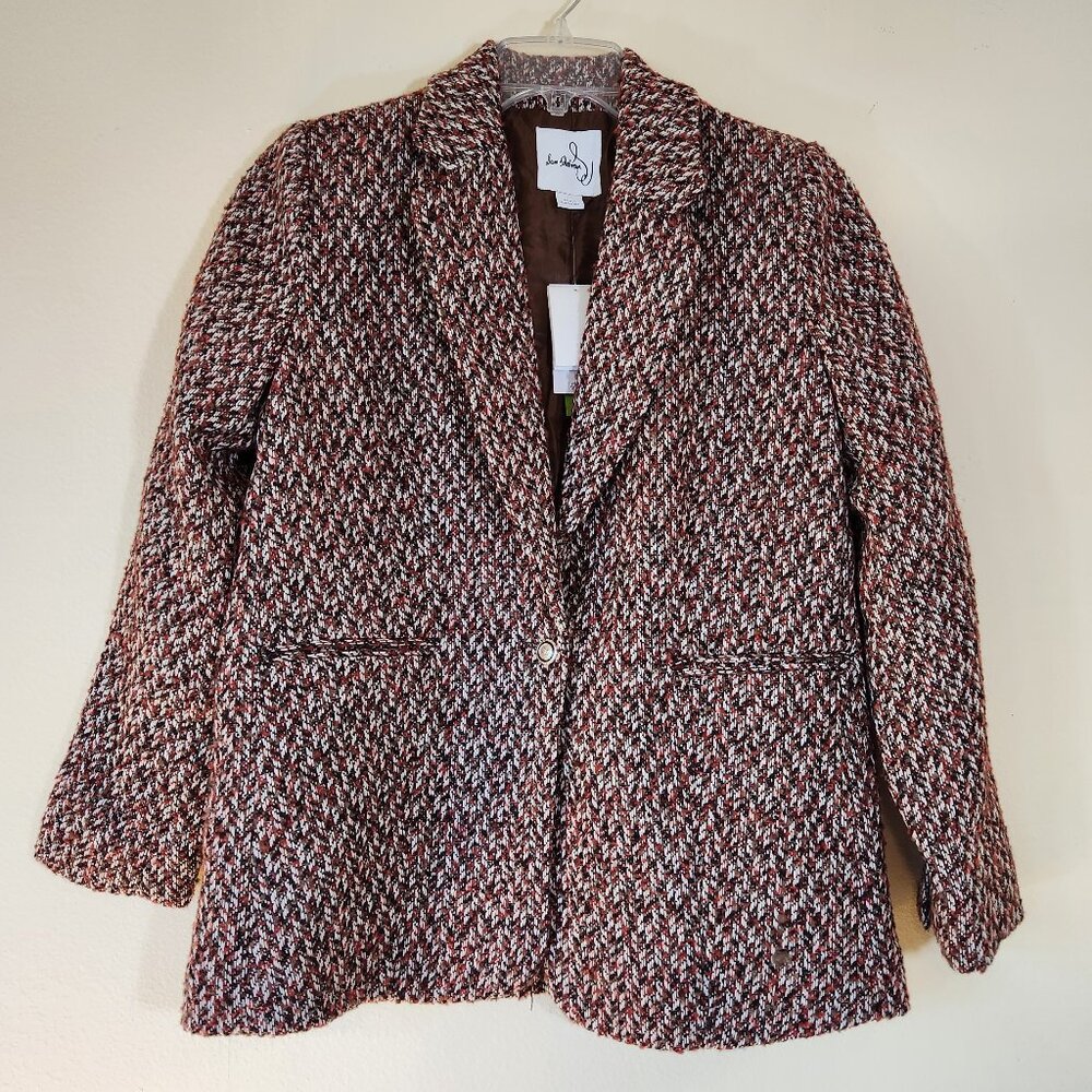 NWT Sam Edelman Willow Tweed Blazer Gardenia Autumn Chevron Small